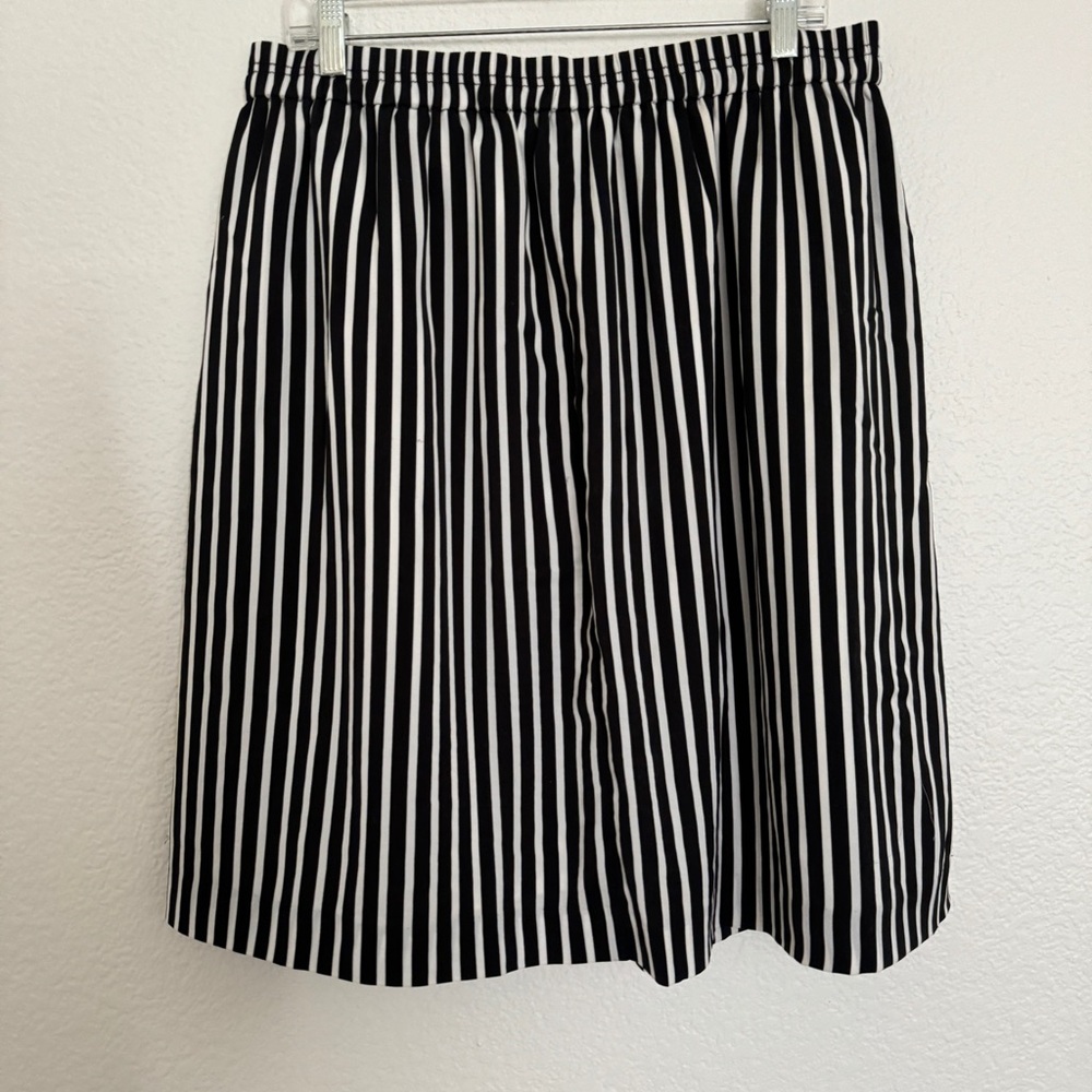 J. Crew black and white striped a-line skirt